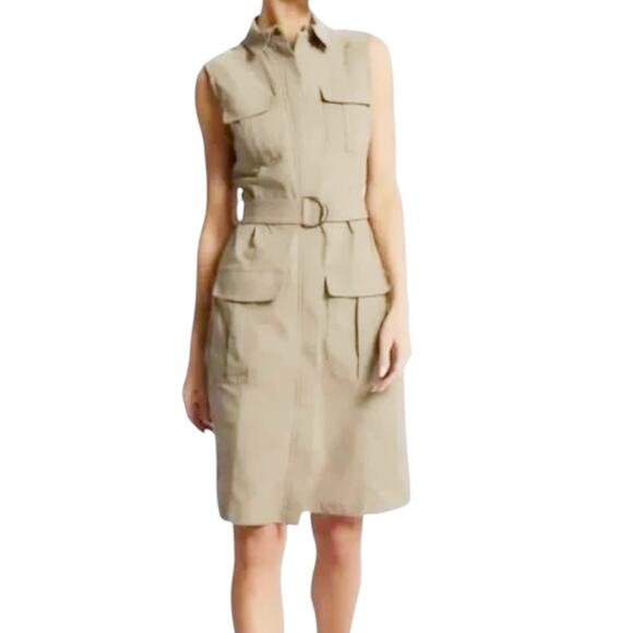 Anatomie Dresses & Skirts - NWT Anatomie Mallory Utility Travel Midi Dress Size Large Stone Cargo Pockets